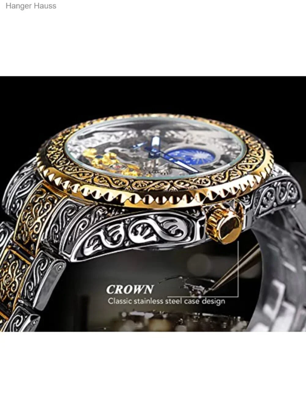 Vintage Engraved Automatic Self-Wind Mechanical Watch